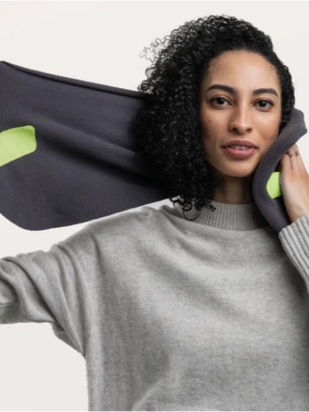 Cozy Layered Cowl Neck Warmer - Slate Gray - Picture 2 of 10